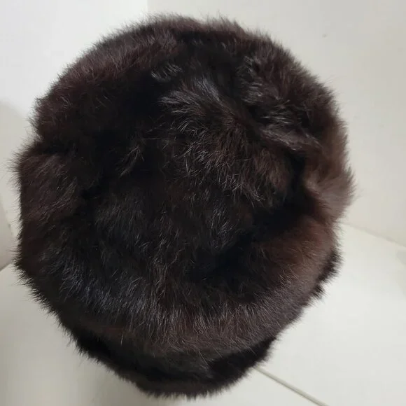 Authentic Usanka Russian Black Mink Fur Hat Small display picture 2